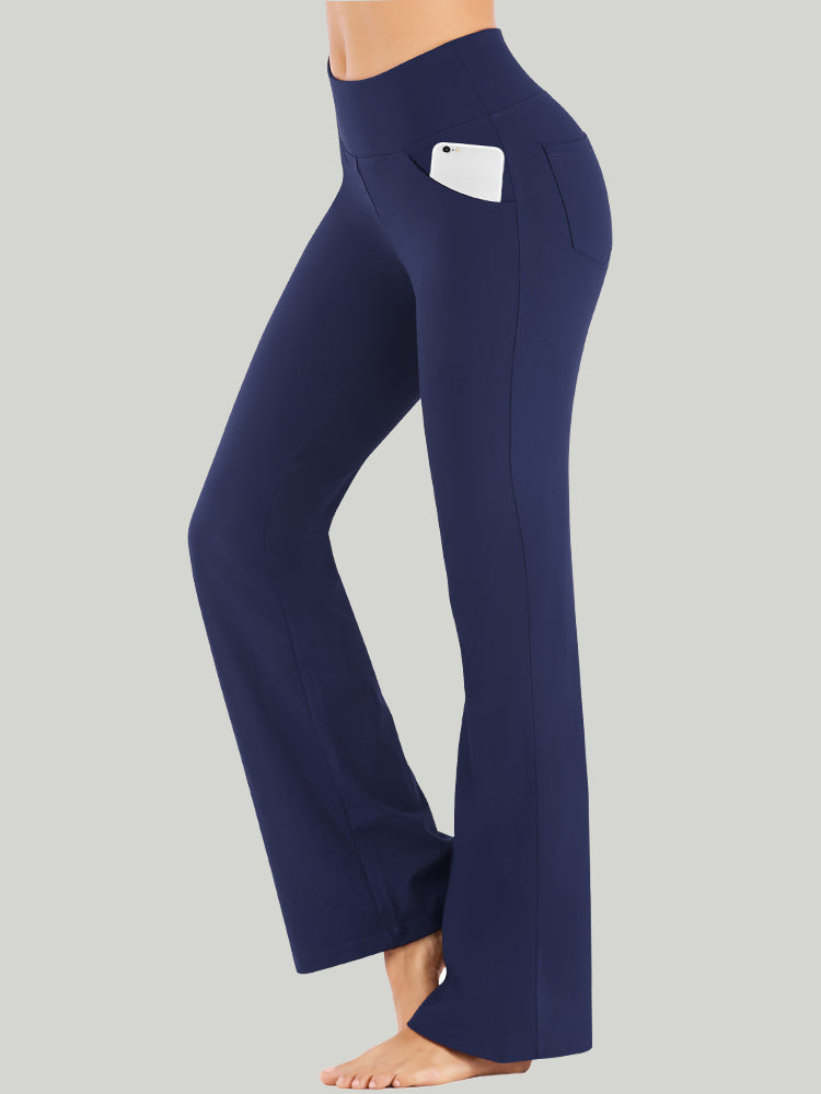  2 Back Pockets,Womens Bootcut Yoga Pants Flare Workout Pants,27,Heather  Grey,Size M