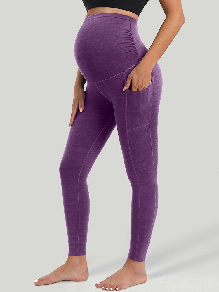 IUGA High Waist Yoga Pants Tummy Control Leggings With Pockets - Dark  Purple / XS