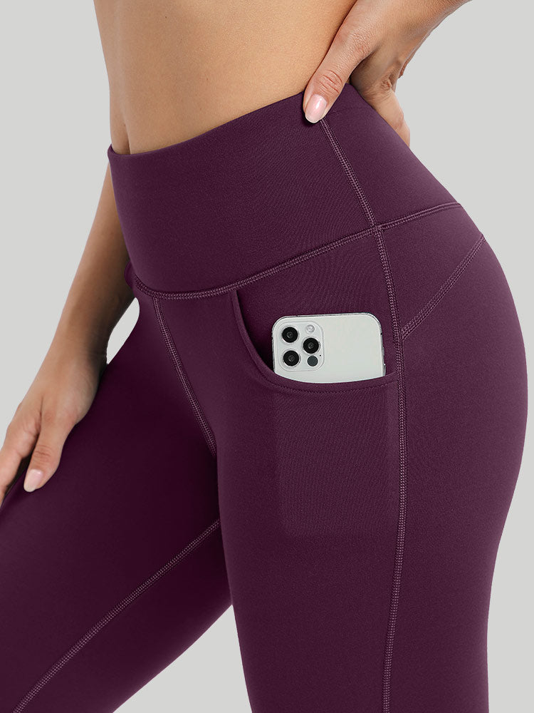 HeatLab™ Fleece Lined Bootcut Yoga Pants Maroon Pocket