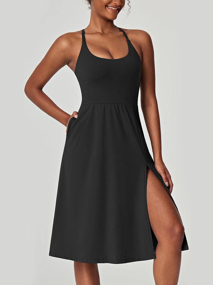 High Split Women's Tennis Dress Black