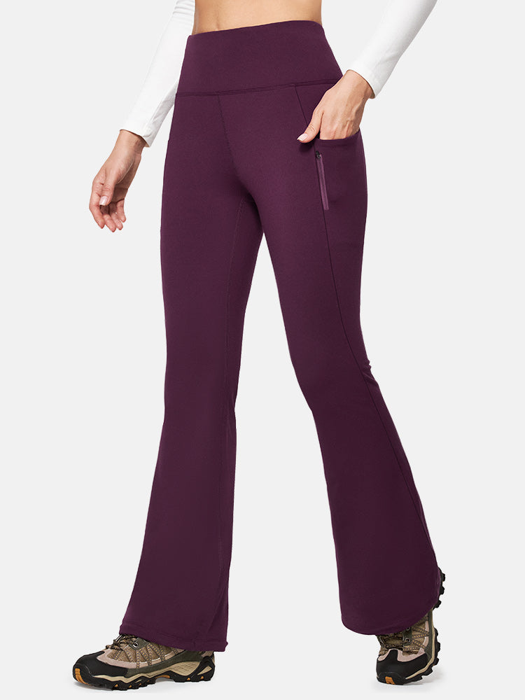 IUGA HeatLAB™ Fleece Lined Bootcut Yoga Pants with Pockets - Maroon / S