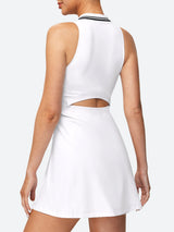 V-Neck Sleeveless Polo Tennis Dress White