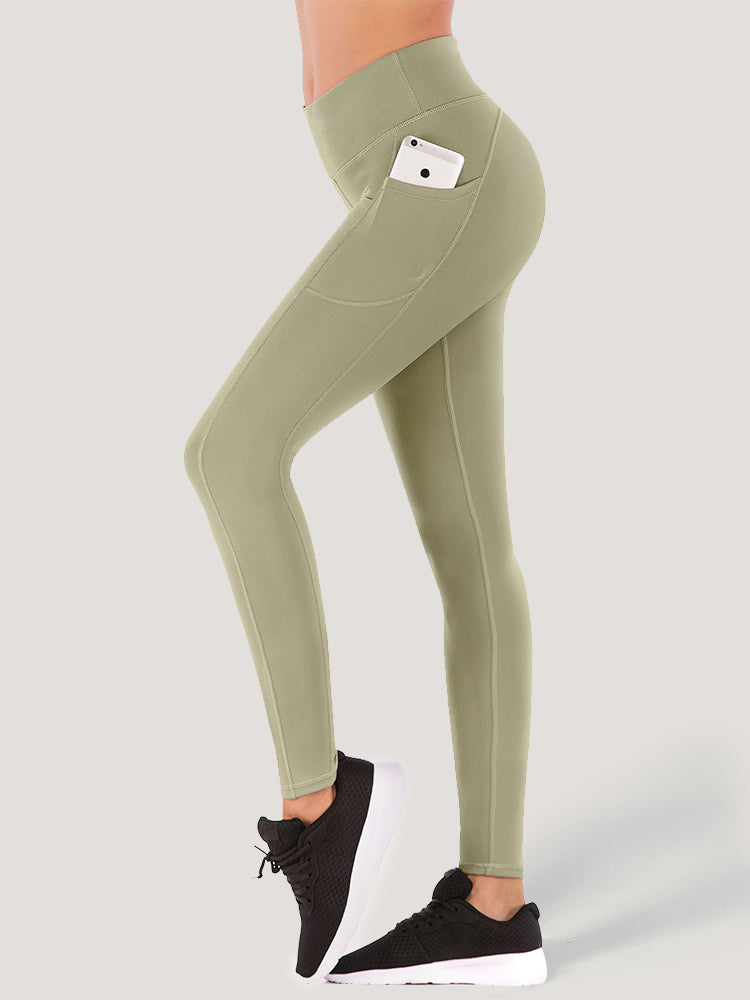 Hi Clasmix Yoga Pants with Pockets for Women - Leggings with Pockets High  Waisted Tummy Control Non See-Through Workout Pants Pine Green