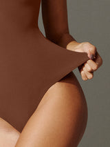 ButterLab™ Sweetheart Neckline Short Sleeve Bodysuit Brownie