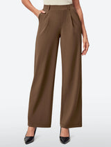 IUGA Wide Leg Pull On Stretchy Work Pants With Pockets - IUGA