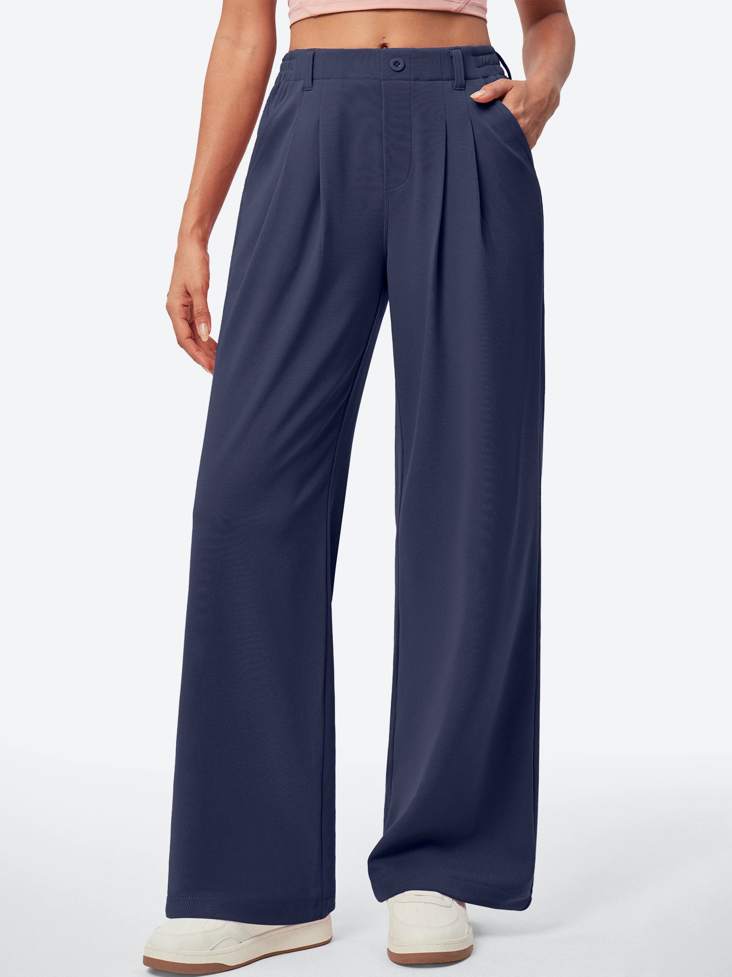 IUGA High Waisted Waffle Wide Leg Work Pants