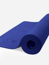 Non-Slip Yoga Mat With Alignment Lines Dark Blue