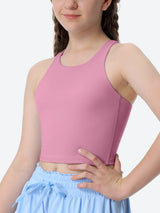 Girls Double Lined Crew Neck Racerback Tank Tops