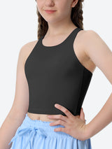 Girls Double Lined Crew Neck Racerback Tank Tops