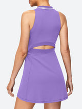  V-Neck Sleeveless Polo Tennis Dress Lavender