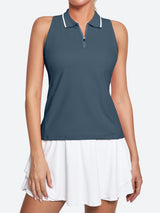 UPF 50+ Sleeveless Golf Shirts Sea Blue