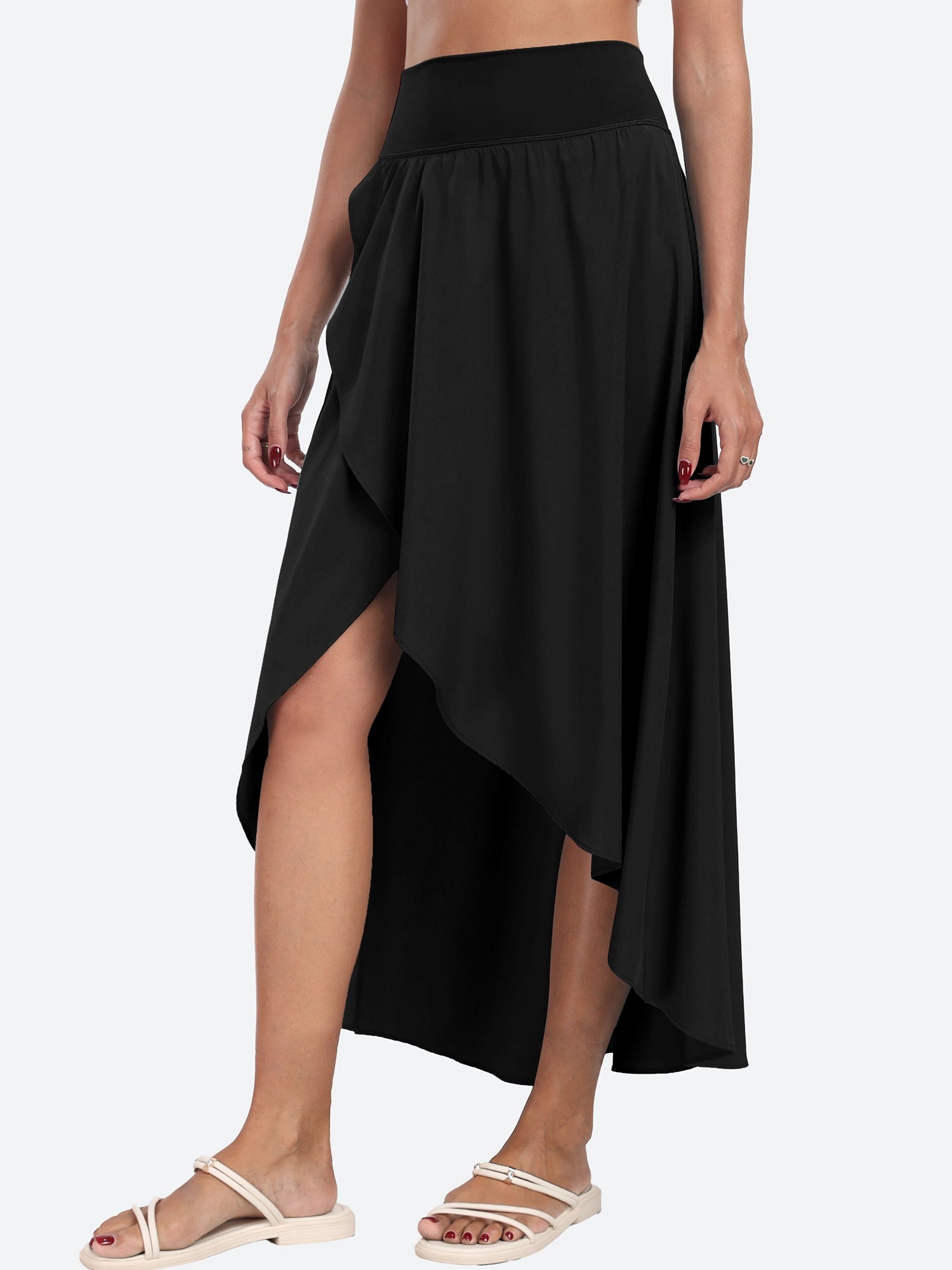 High Waist Flowy Skirts Black