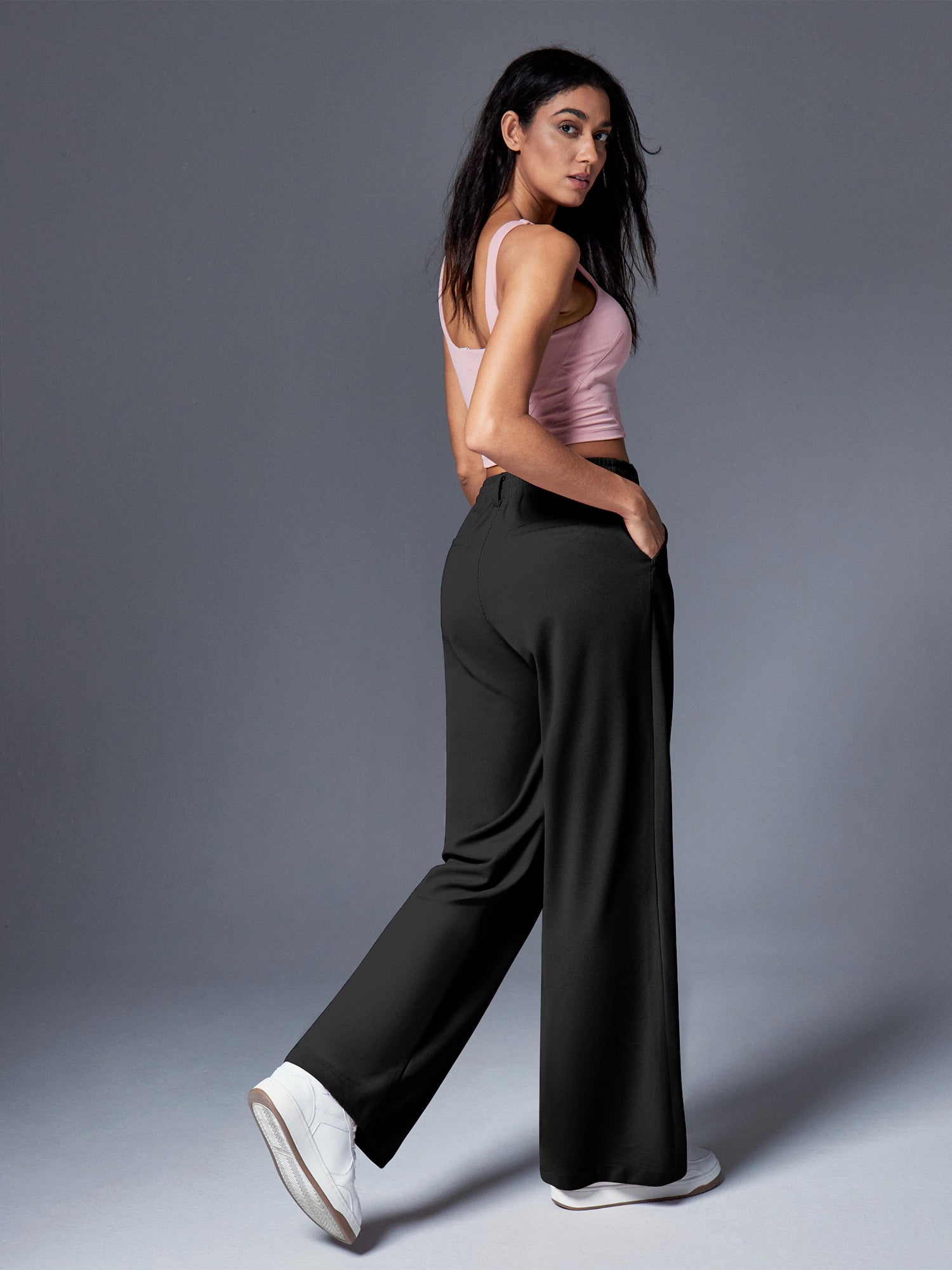 IUGA High Waisted Waffle Wide Leg Work Pants