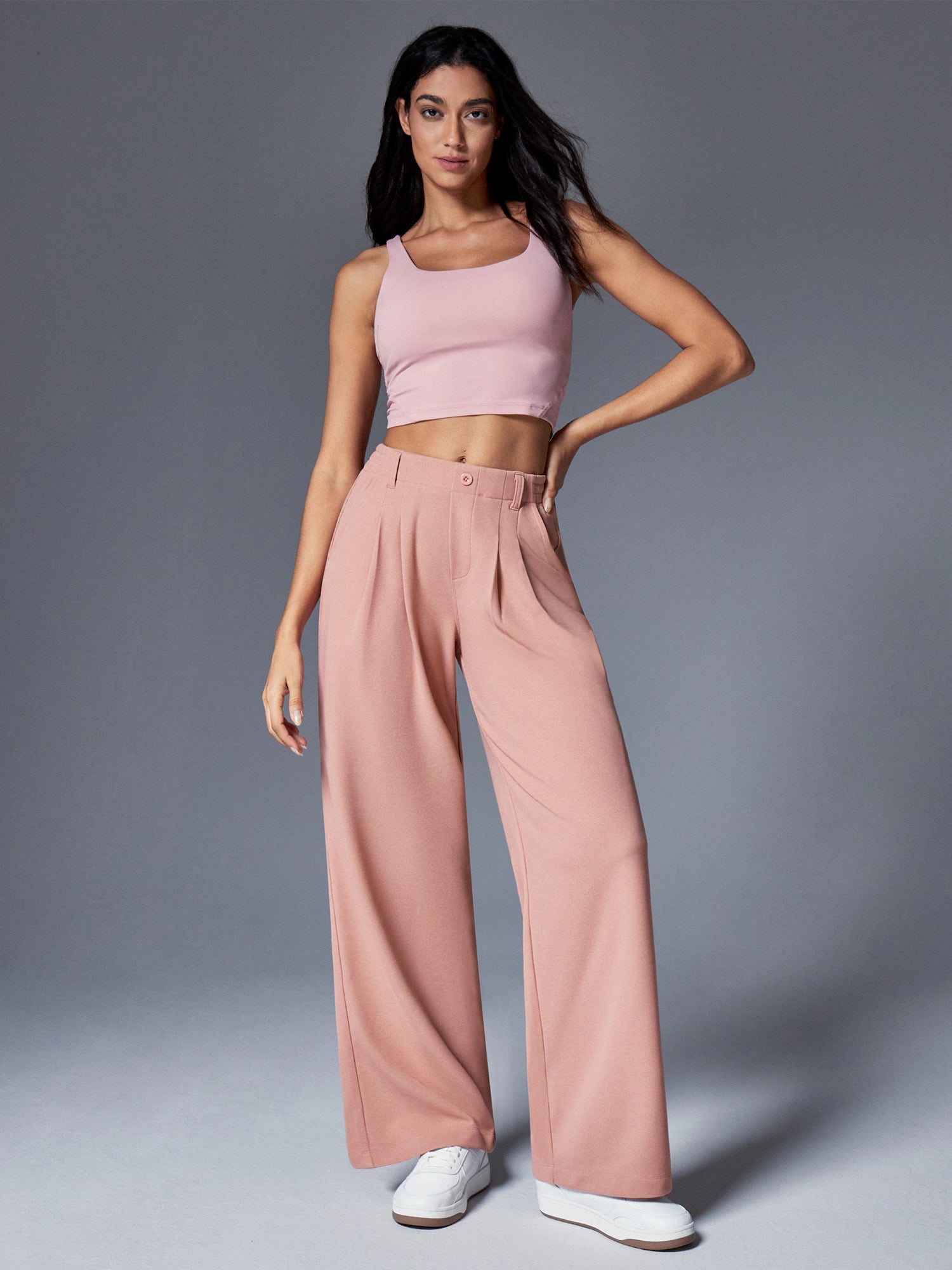 IUGA High Waisted Waffle Wide Leg Work Pants