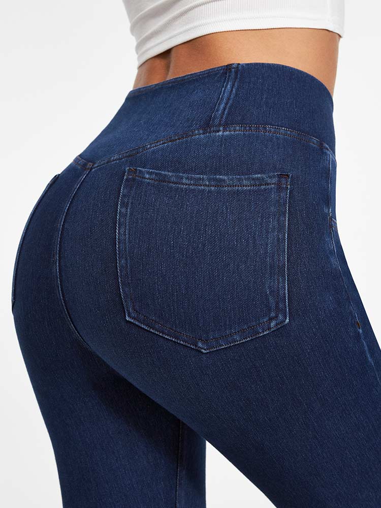 FlexDenim High Waist Crossover Flare Jeans for Women With Pockets