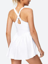 Adjustable Straps Tennis Dress White