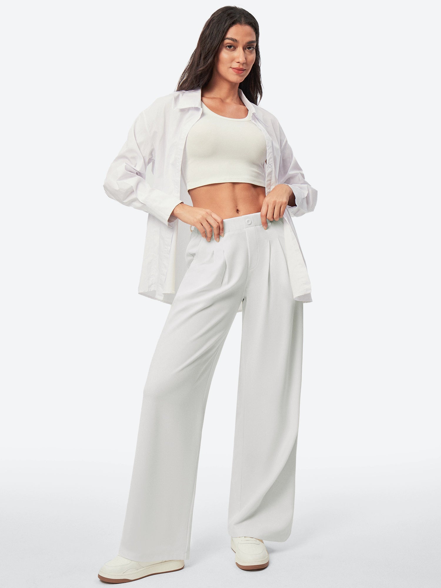 IUGA High Waisted Waffle Wide Leg Work Pants