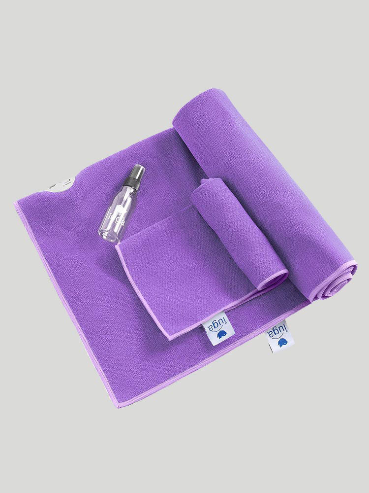 IUGA Microfiber Yoga Towel With Corner Pockets & Hand Towel 2 In 1 Set -  New Purple / 72”X26”