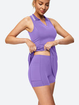  V-Neck Sleeveless Polo Tennis Dress Lavender