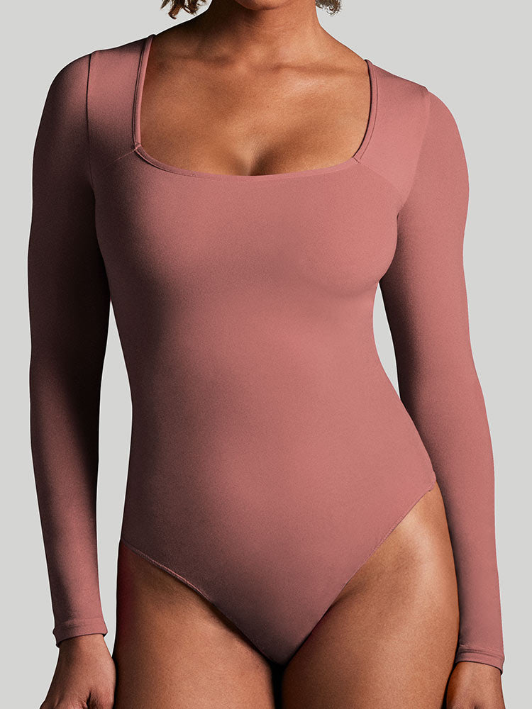 ButterLab™ Long Sleeve Square Neck Bodysuits Merlot