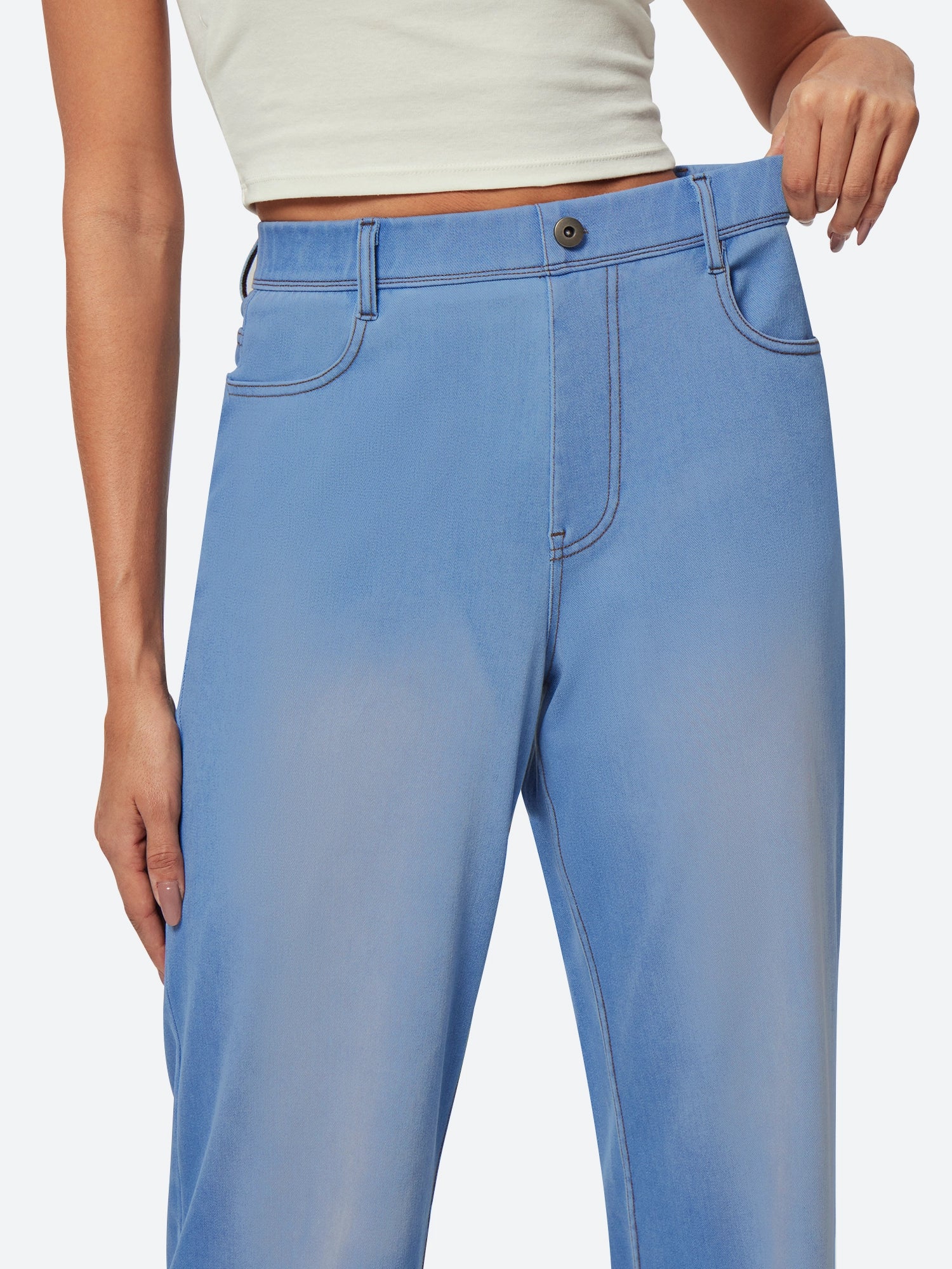 IUGA High Waist Pull On Wide Leg Jeans