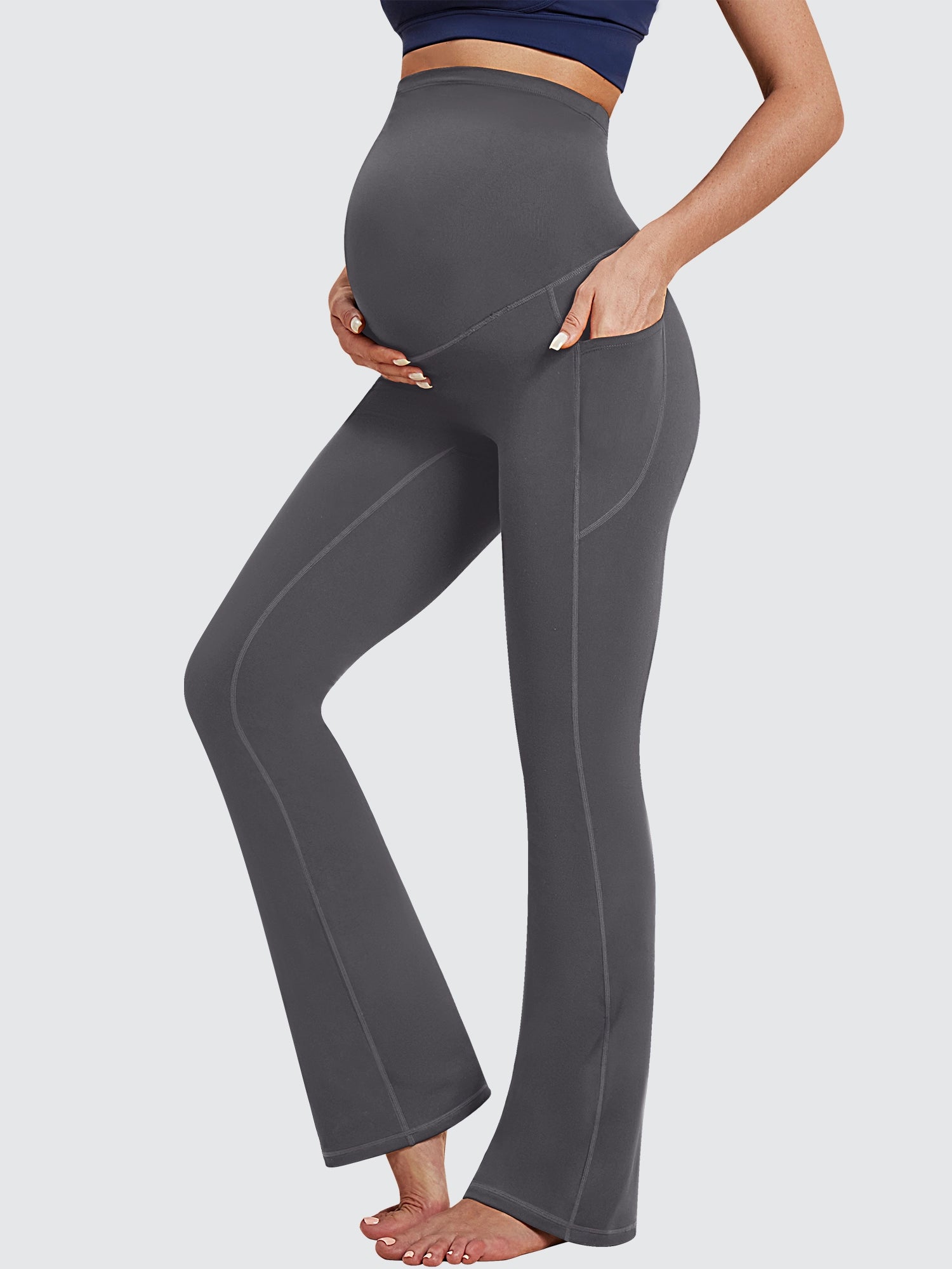 HeatLab™ Fleece Lined Bootcut Maternity Pants Dark Gray
