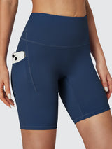 8'' No Front Seam Biker Shorts Navy Blue