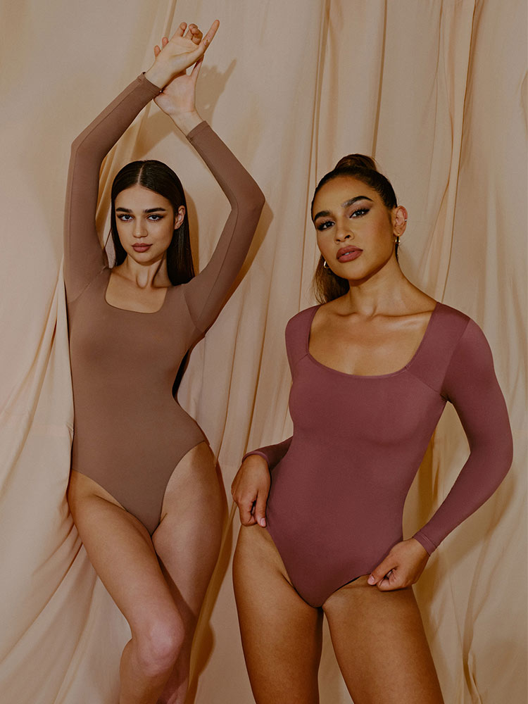 ButterLab™ Long Sleeve Square Neck Bodysuits