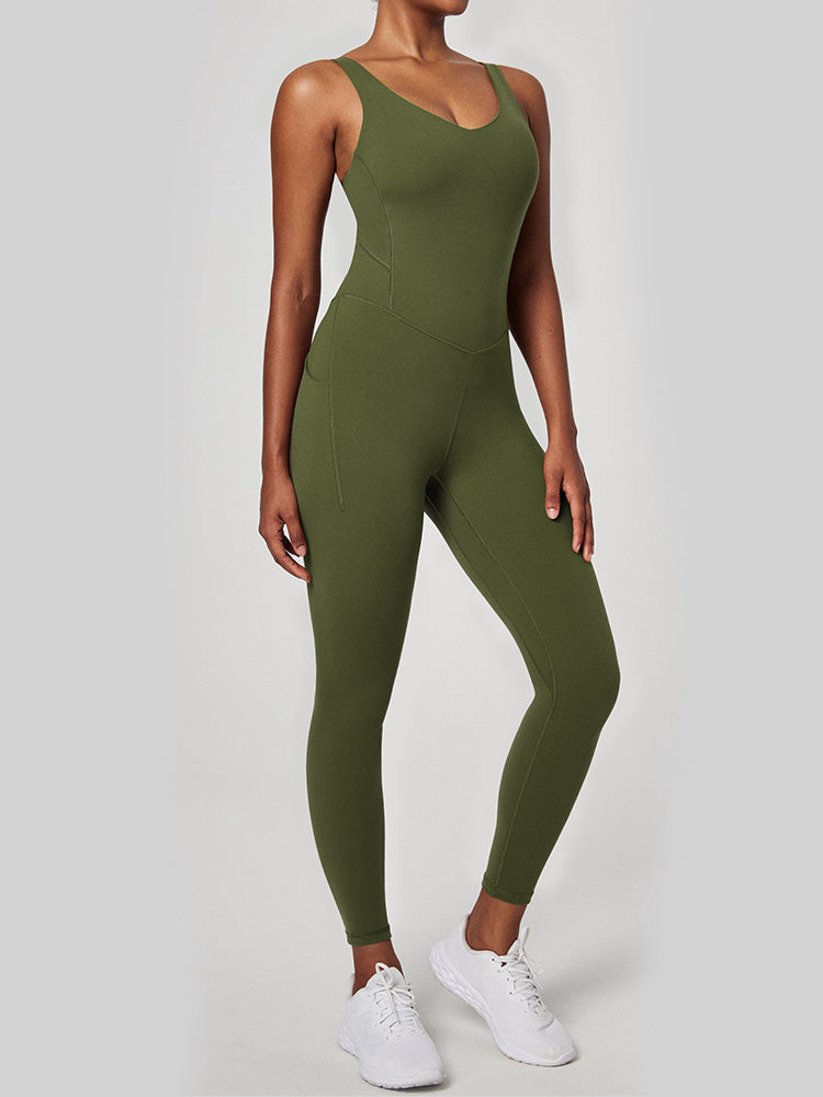 One Piece Tummy Control Jumpsuits Army Green