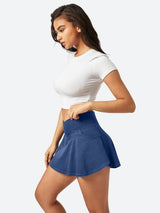 V-Waist Stretchy Ruffle Denim Skort Light Blue