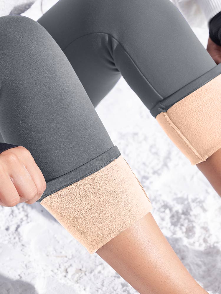 IUGA HeatLAB™ Fleece Lined Leggings With Pockets - Coffee / XS