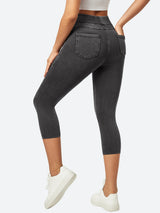 High Waisted Pull On Capri Jeans Gray