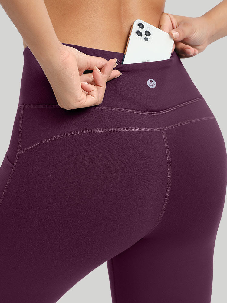 HeatLab™ Fleece Lined Bootcut Yoga Pants Maroon Back Pocket