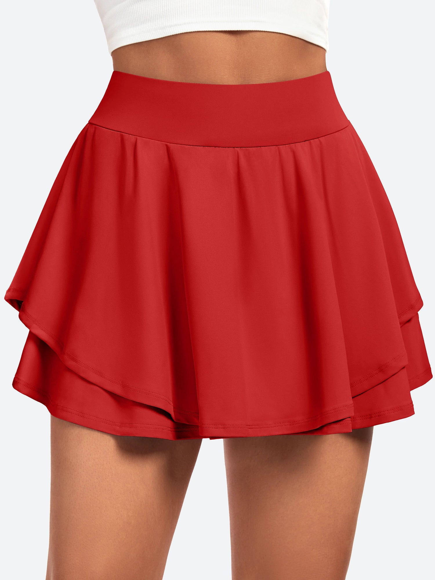 High Waisted Tennis Skirts With Pockets Red