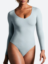 ButterLab™ Long Sleeve V Neck Bodysuits Soft Blue