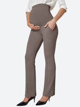 Bootcut Maternity Pants for Work with Pockets Coffee